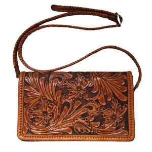 David Luna Origenes Tooled Leather Crossbody Bag Purse Clutch Handmade Mexico